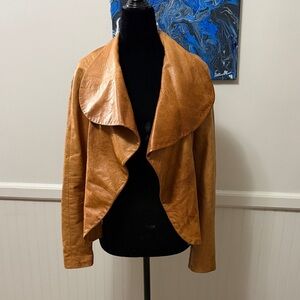Yigal Azrouel New York Women's Tan genuine Leather Draped Jacket